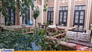 The courtyard of the eco-lodge of the adobe house